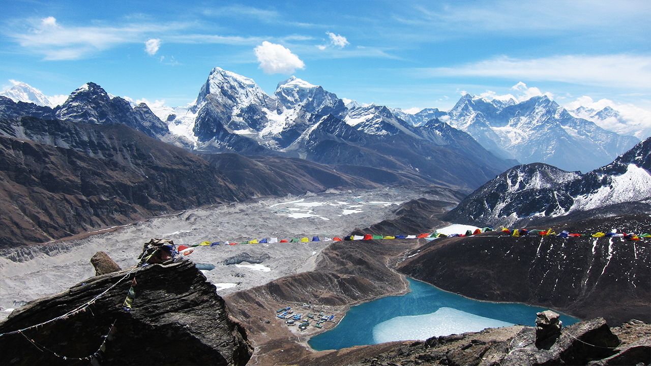 Mountain range and lakes in Himalayas, Nepal